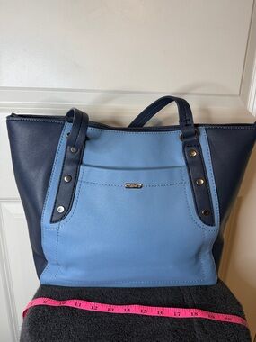 Chaps Two-Tone Light Blue and Navy Tote